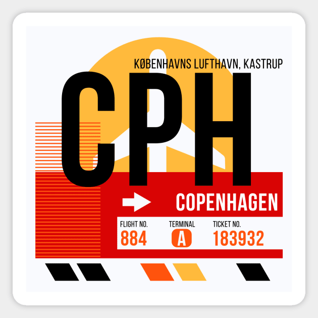 Copenhagen (CPH) Airport // Sunset Baggage Tag Sticker by Now Boarding
